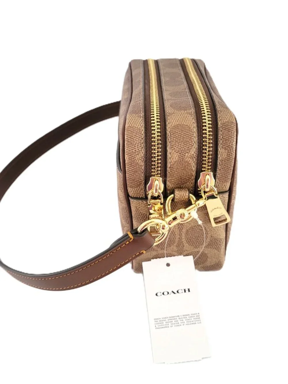 Coach CEK69 Mini Carey Signature PVC Crossbody Bag Handbag Tan Brown